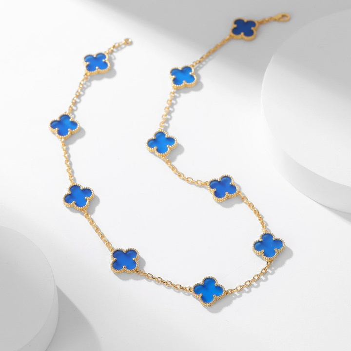 高仿首飾VanCleef&Arpels*RP34800十花藍玉髓黃金頸鏈