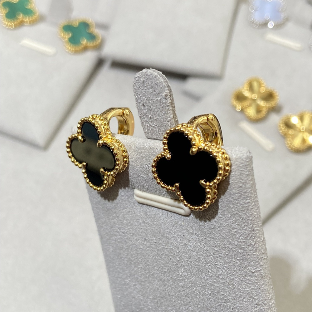 高仿首飾VanCleef&Arpels*RA44900黑瑪瑙耳釘黃金款大號