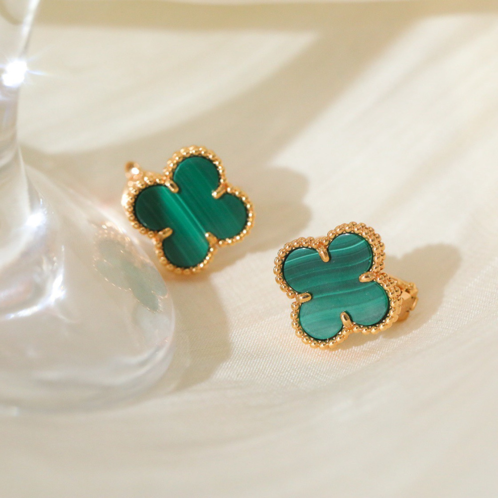 高仿首飾VanCleef&Arpels*RO3MH00孔雀石耳釘黃金款大號
