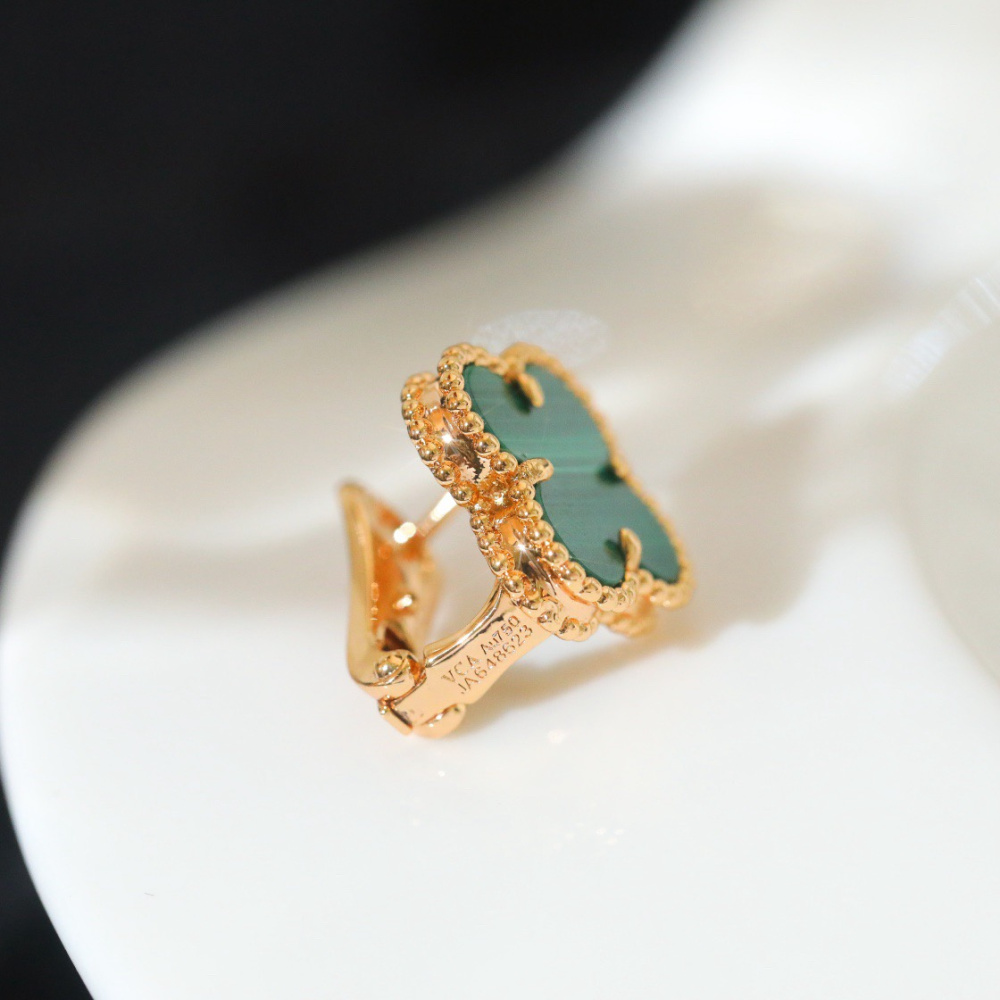 高仿首飾VanCleef&Arpels*RO3MH00孔雀石耳釘黃金款大號