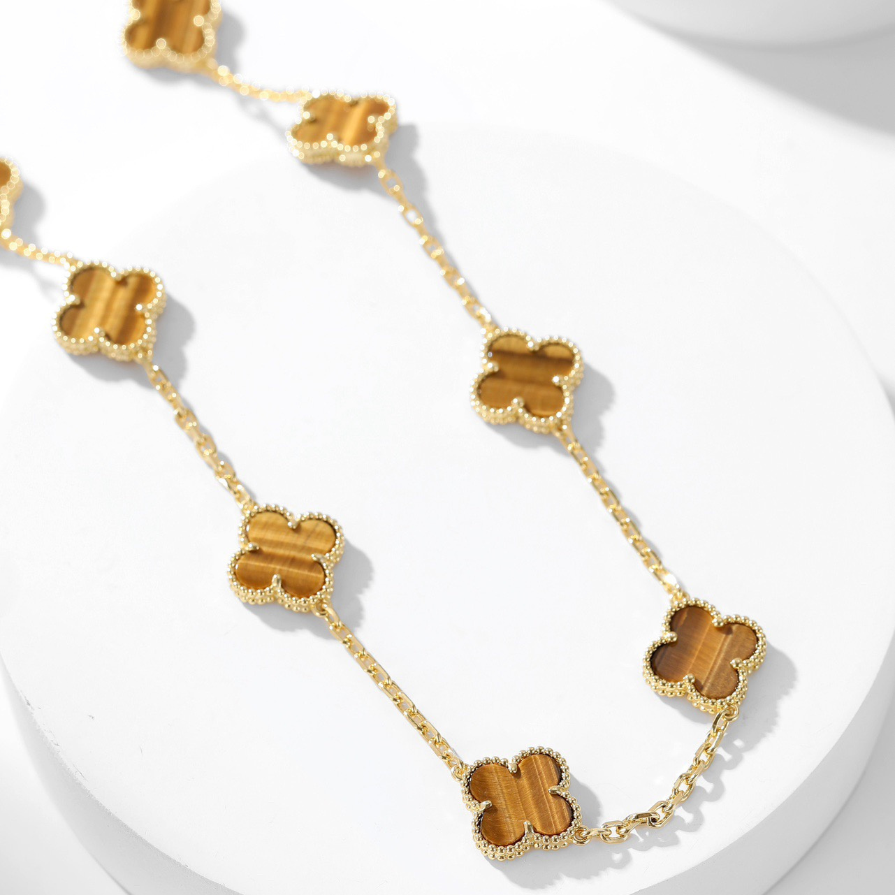高仿首飾VanCleef&Arpels*RD39900十花虎眼石黃金頸鏈