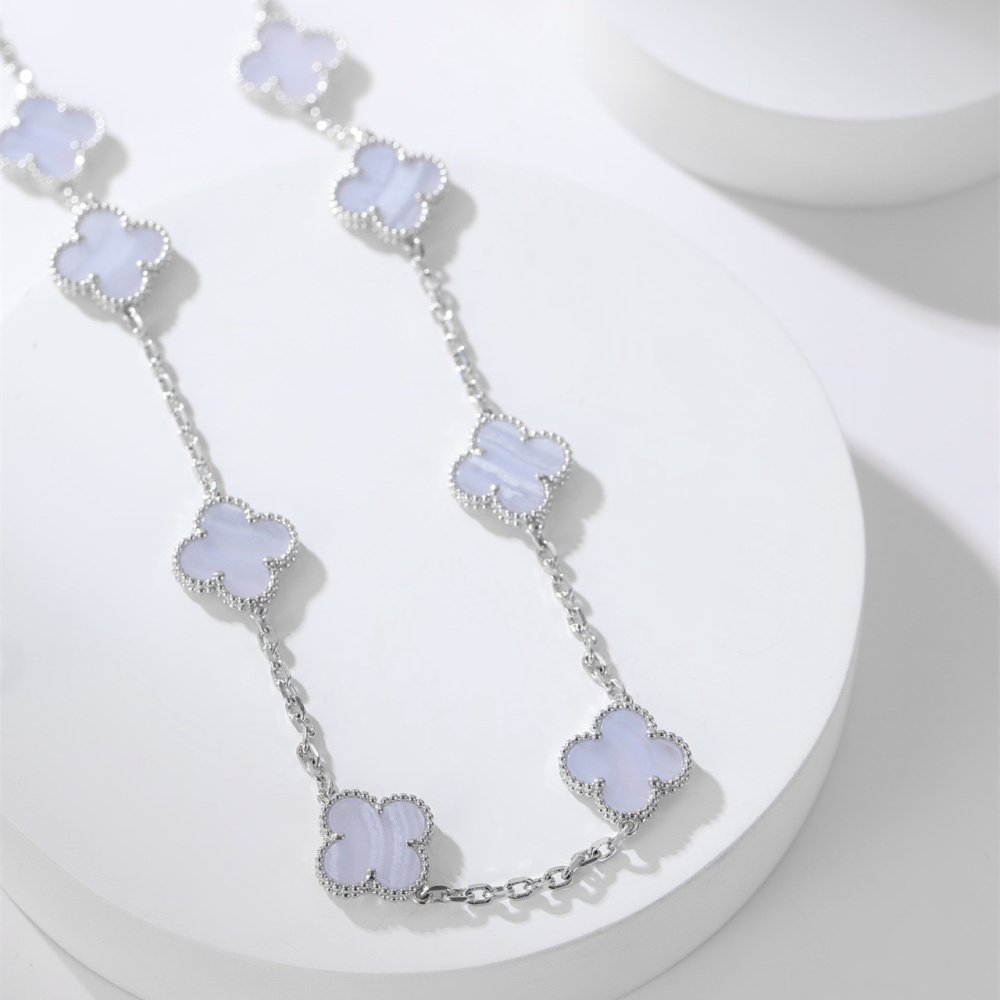 高仿首飾VanCleef&Arpels*RD34800十花紫玉髓白金頸鏈