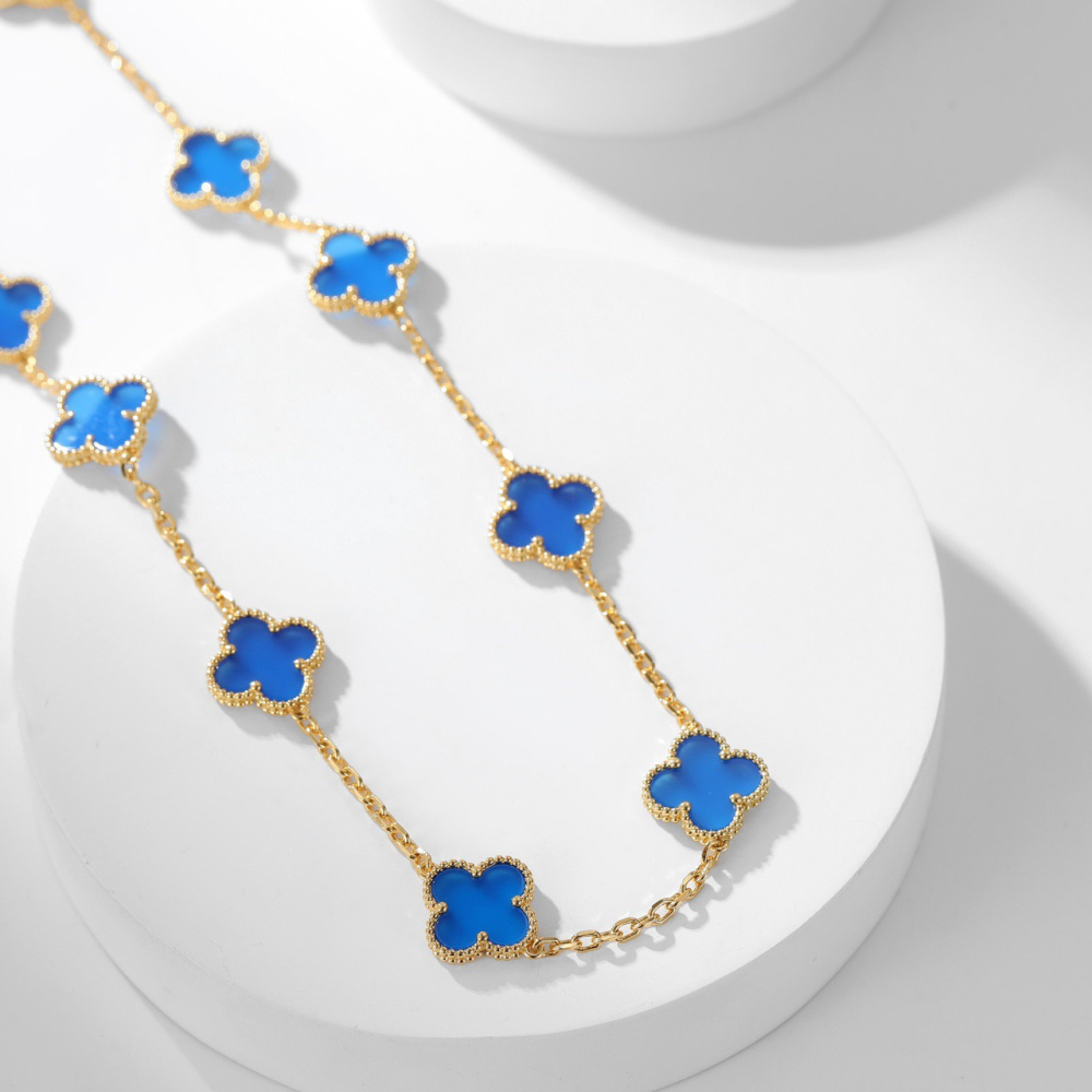 高仿首飾VanCleef&Arpels*RP34800十花藍玉髓黃金頸鏈