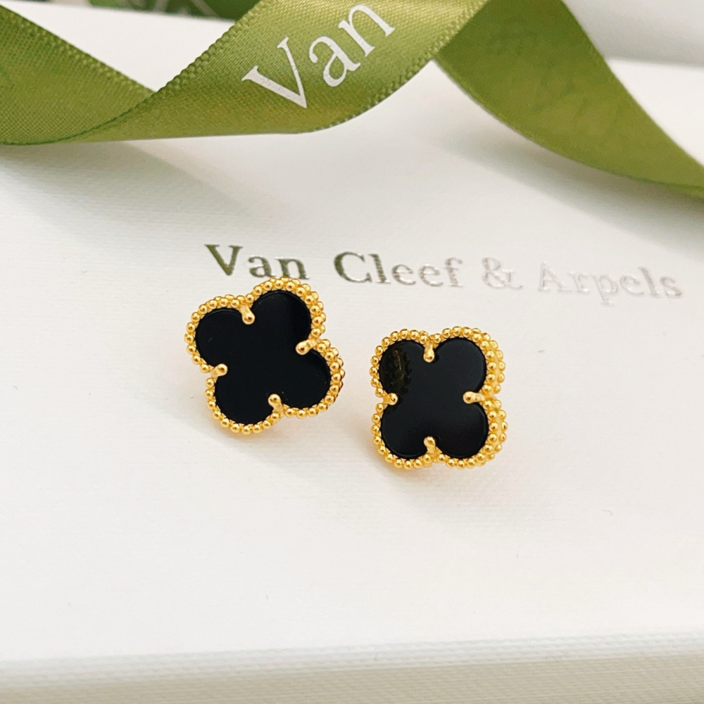 高仿首飾VanCleef&Arpels*RA44900黑瑪瑙耳釘黃金款大號