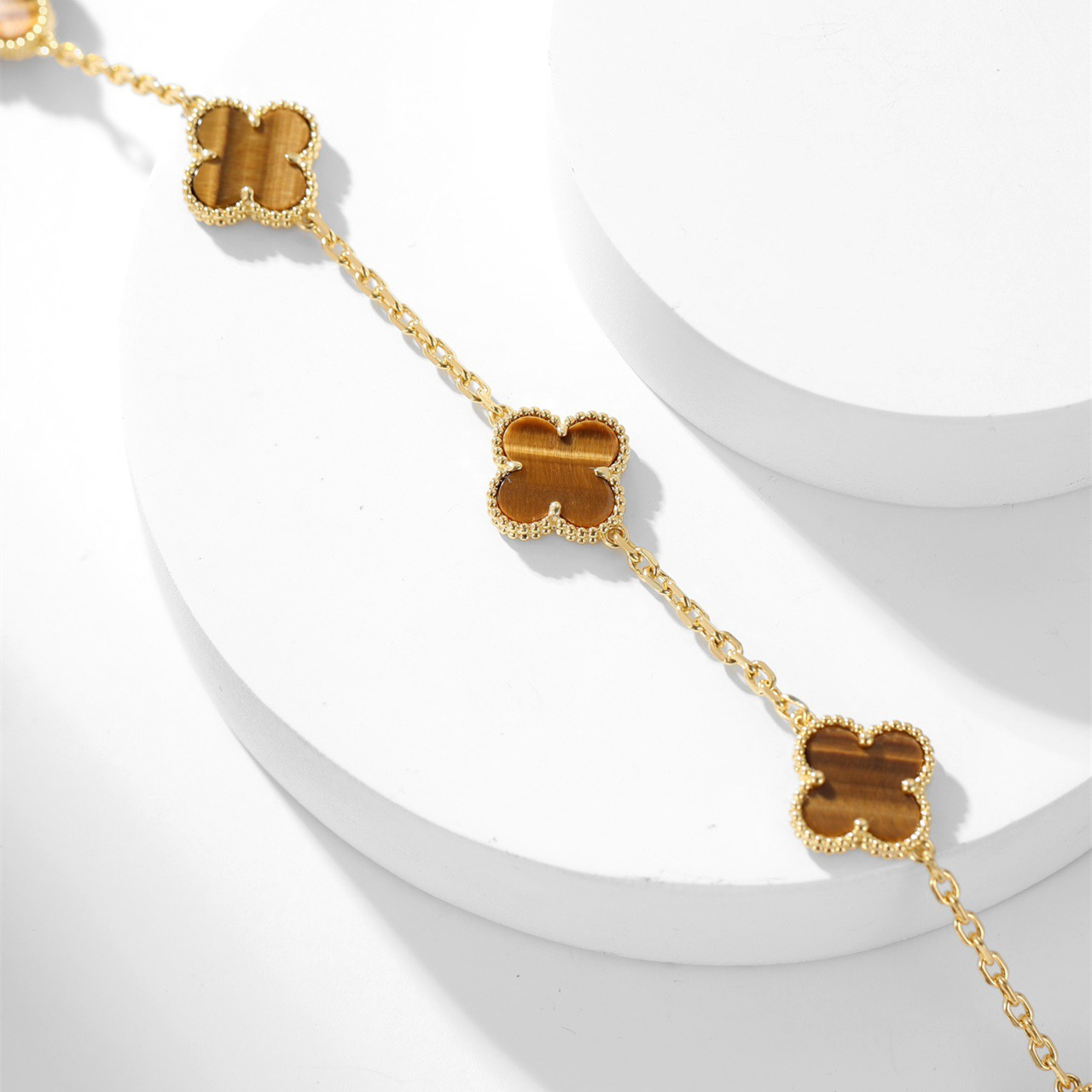 高仿首飾VanCleef&Arpels*RD39900十花虎眼石黃金頸鏈