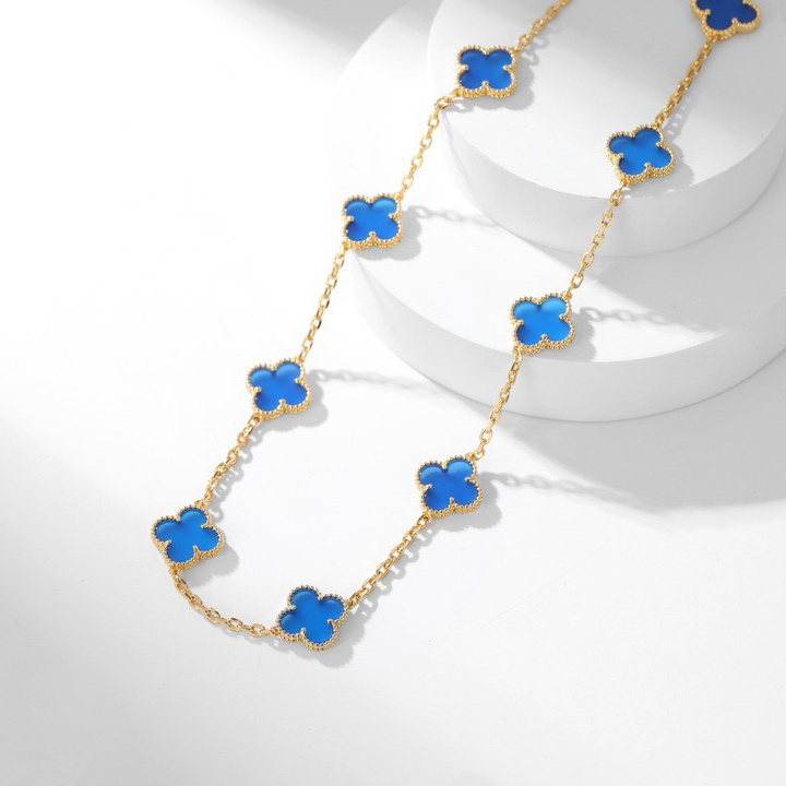 高仿首飾VanCleef&Arpels*RP34800十花藍玉髓黃金頸鏈