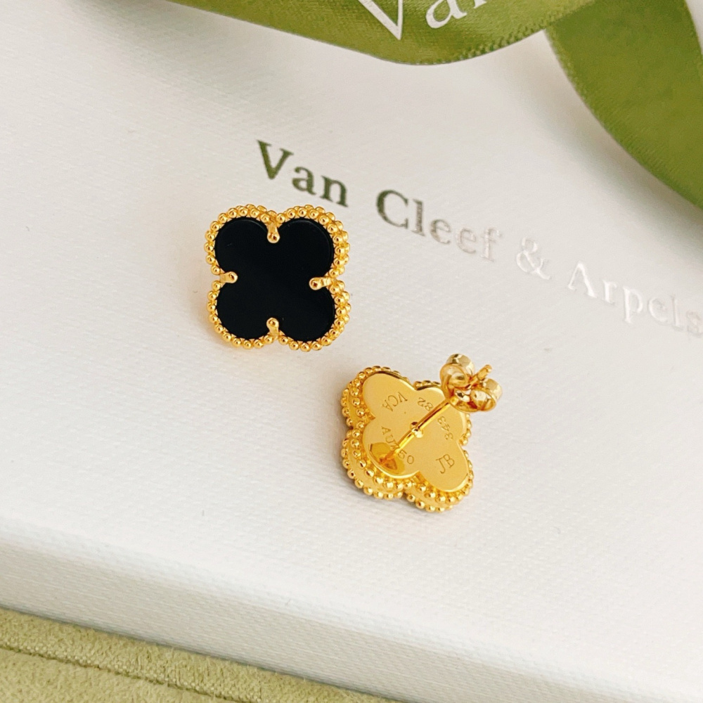 高仿首飾VanCleef&Arpels*RA44900黑瑪瑙耳釘黃金款大號