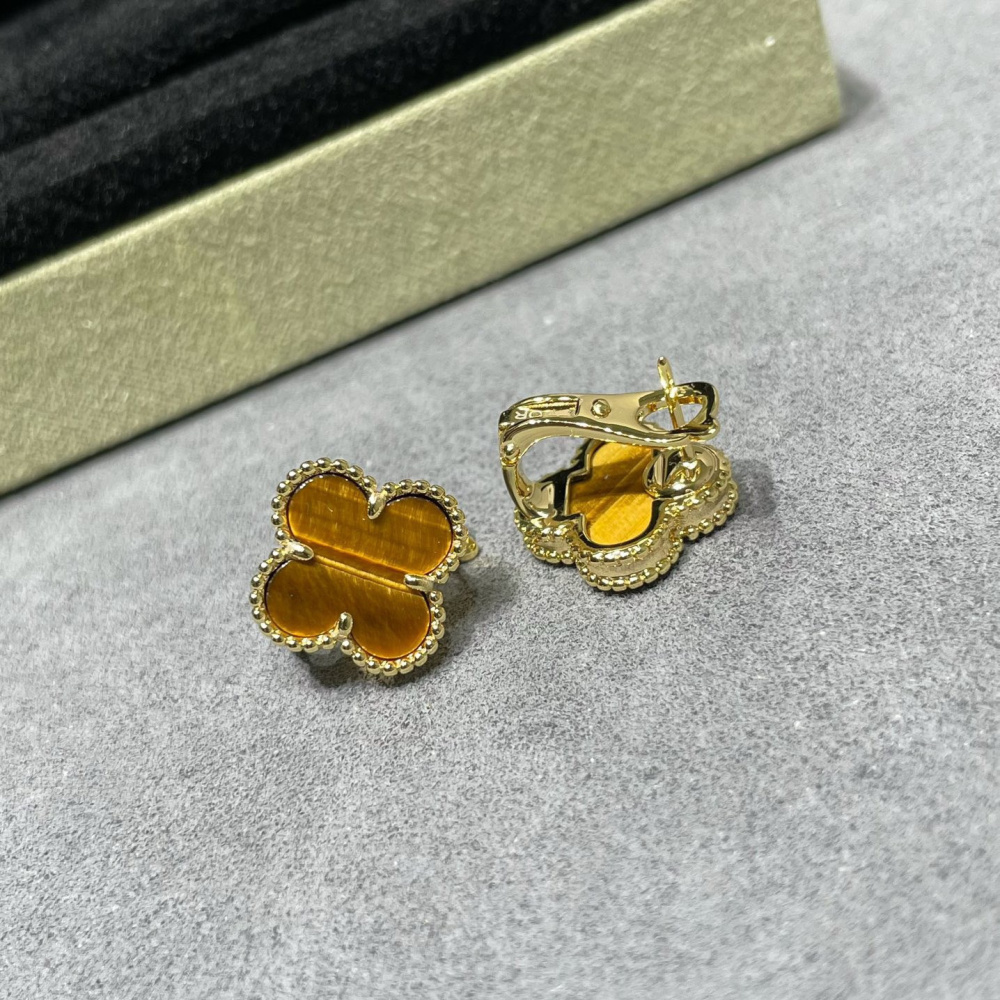 高仿首飾VanCleef&Arpels*RD40500虎眼石耳釘黃金款大號