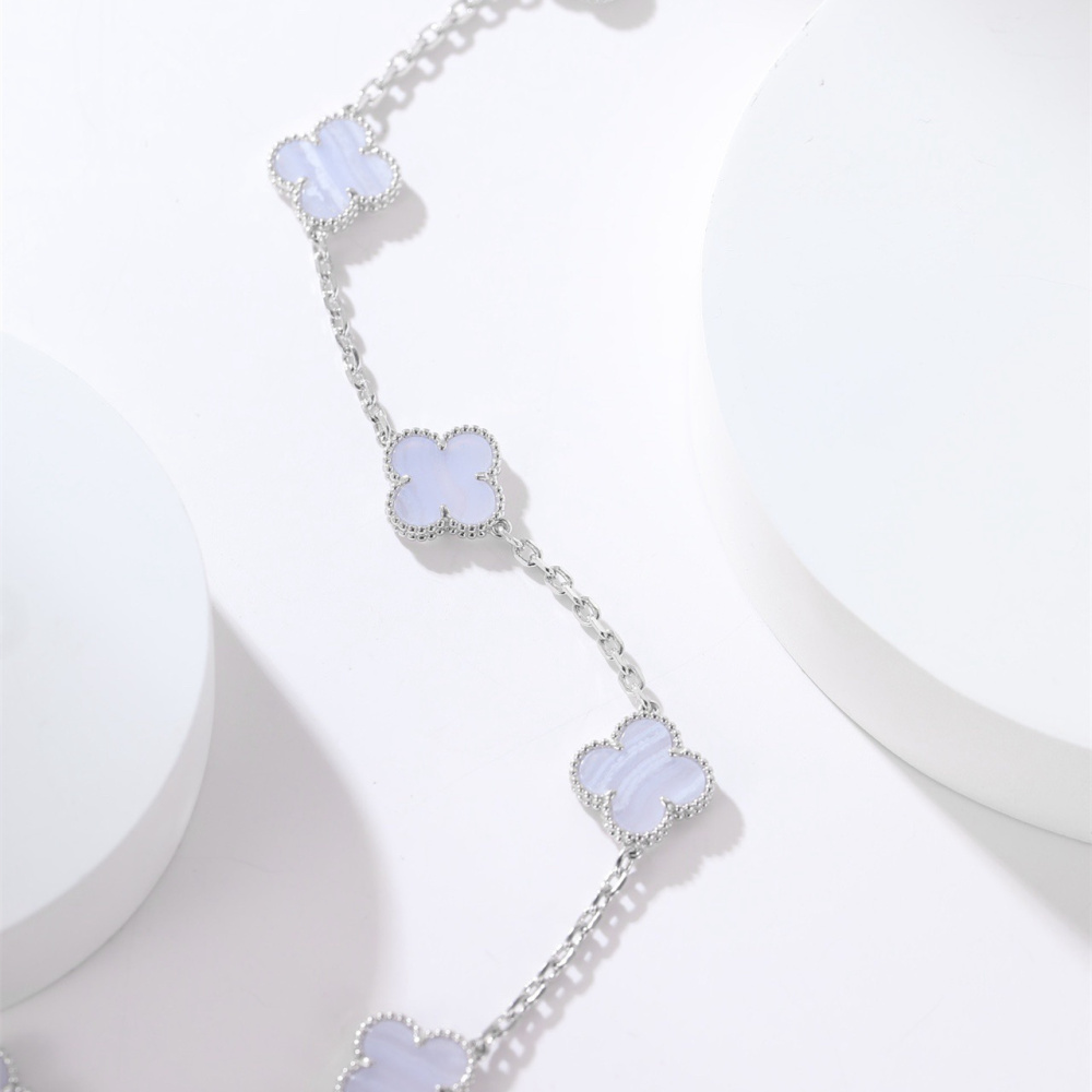 高仿首飾VanCleef&Arpels*RD34800十花紫玉髓白金頸鏈