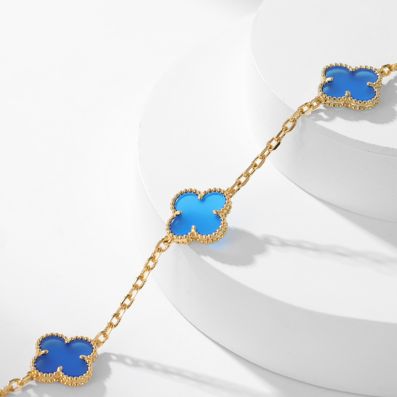 高仿首飾VanCleef&Arpels*RP34800十花藍玉髓黃金頸鏈