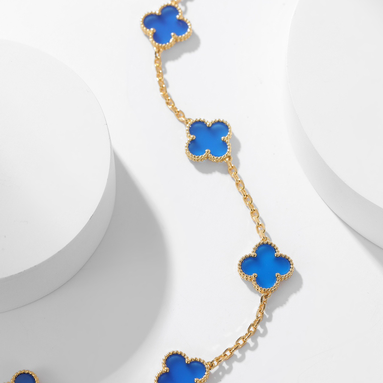 高仿首飾VanCleef&Arpels*RP34800十花藍玉髓黃金頸鏈