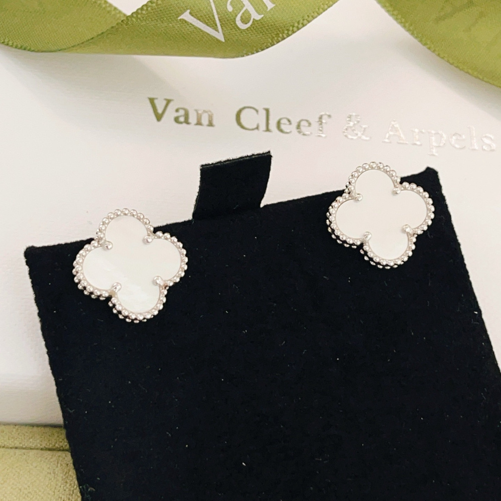 高仿首飾VanCleef&Arpels*RF48600貝母耳釘白金款大號