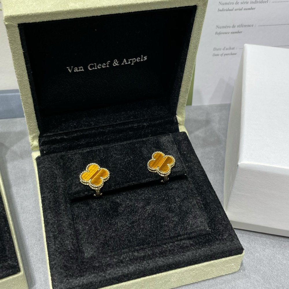 高仿首飾VanCleef&Arpels*RD40500虎眼石耳釘黃金款大號