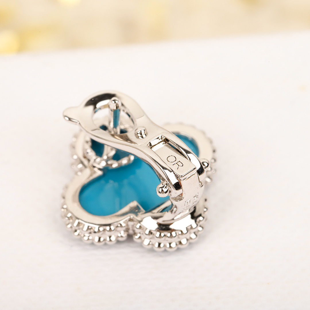 高仿首飾VanCleef&Arpels*RA44500綠松石耳釘白金款大號