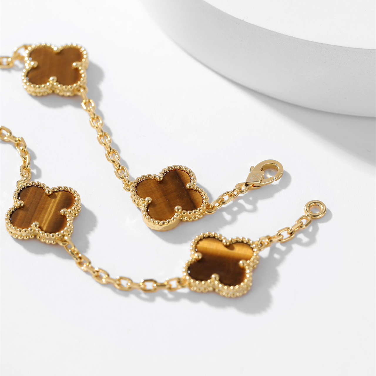 高仿首飾VanCleef&Arpels*RD39900十花虎眼石黃金頸鏈