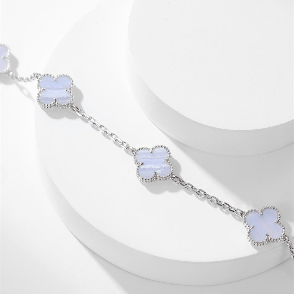 高仿首飾VanCleef&Arpels*RD34800十花紫玉髓白金頸鏈