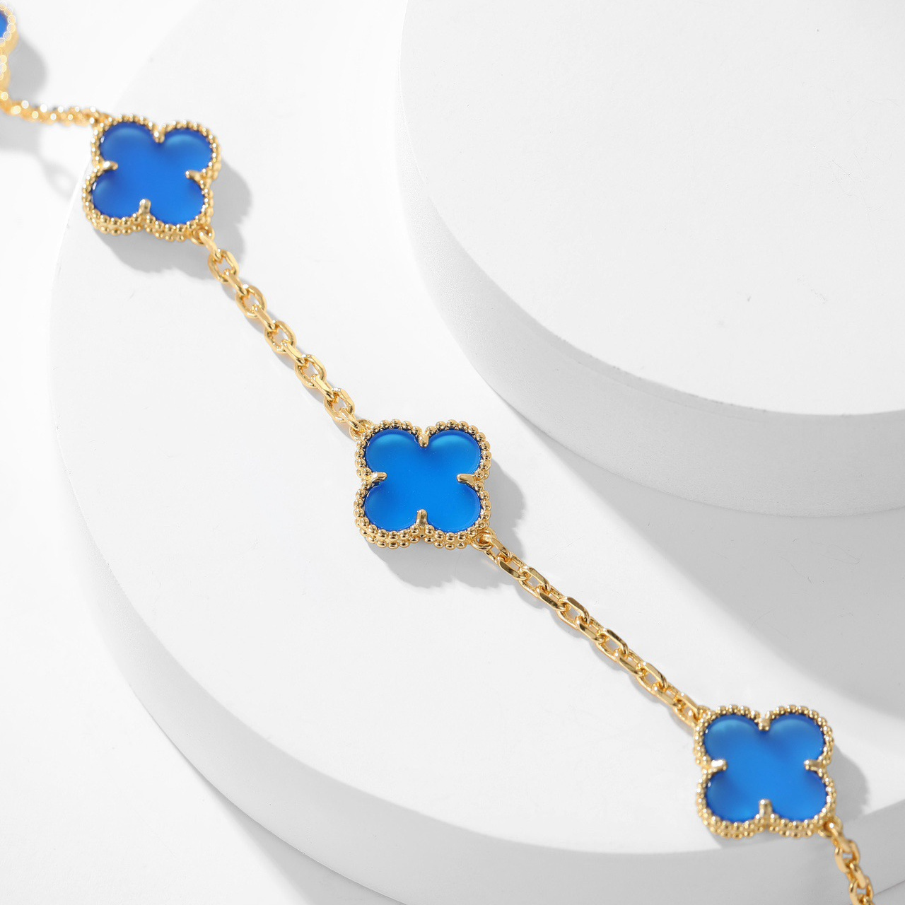 高仿首飾VanCleef&Arpels*RP34800十花藍玉髓黃金頸鏈