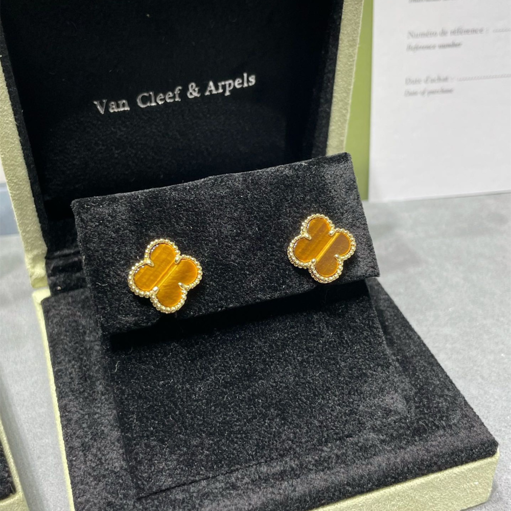 高仿首飾VanCleef&Arpels*RD40500虎眼石耳釘黃金款大號
