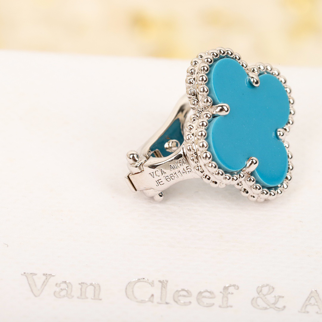 高仿首飾VanCleef&Arpels*RA44500綠松石耳釘白金款大號