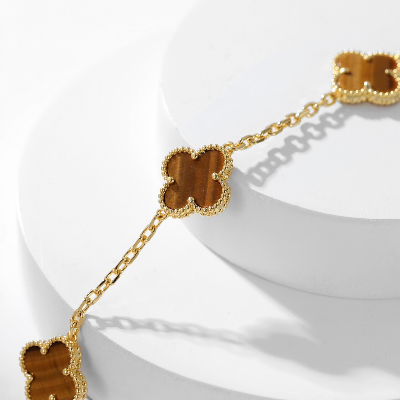 高仿首飾VanCleef&Arpels*RD39900十花虎眼石黃金頸鏈