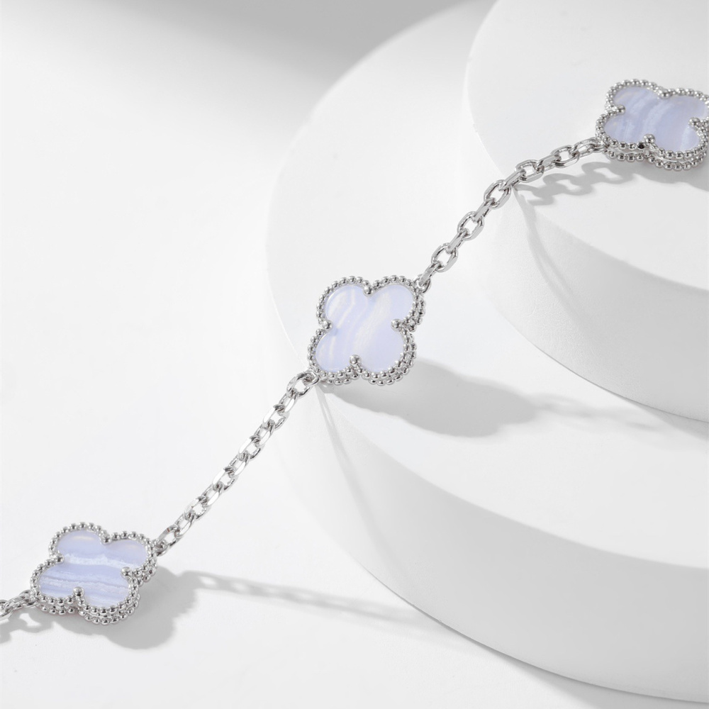 高仿首飾VanCleef&Arpels*RD34800十花紫玉髓白金頸鏈