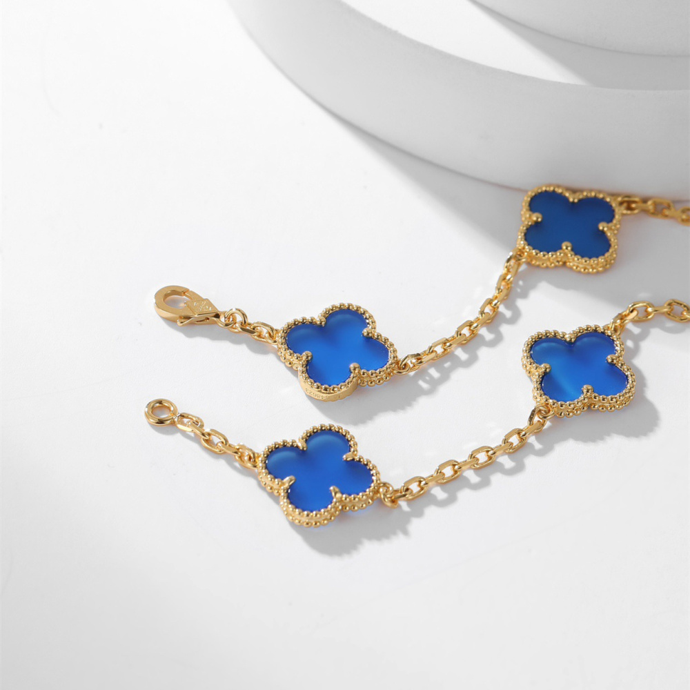 高仿首飾VanCleef&Arpels*RP34800十花藍玉髓黃金頸鏈