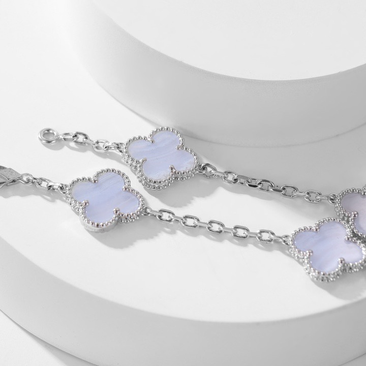 高仿首飾VanCleef&Arpels*RD34800十花紫玉髓白金頸鏈