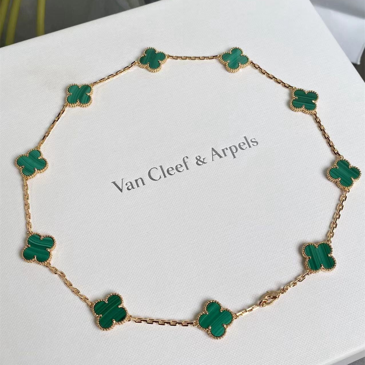高仿首飾VanCleef&Arpels*RO3QJ00十花孔雀綠黃金頸鏈