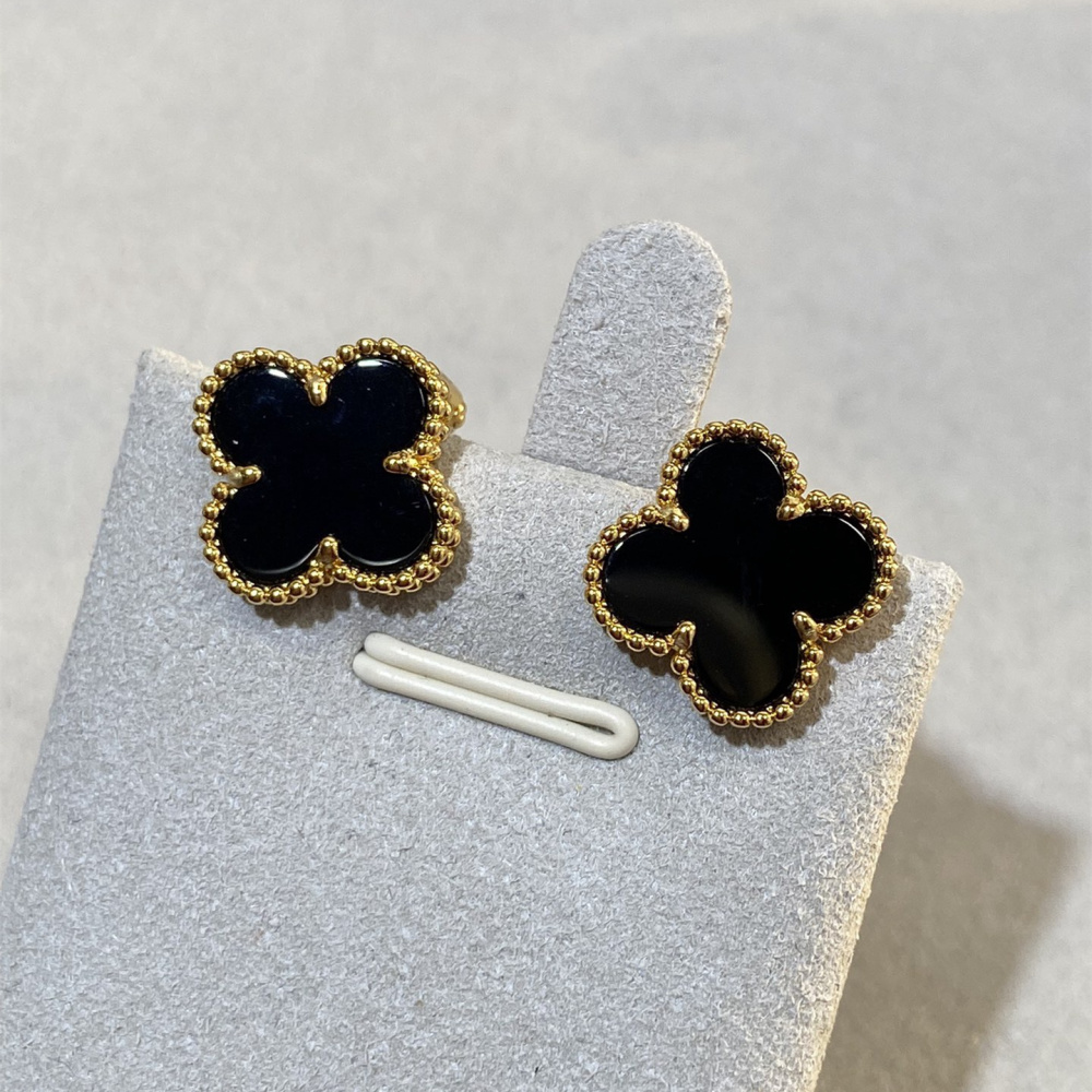高仿首飾VanCleef&Arpels*RA44900黑瑪瑙耳釘黃金款大號