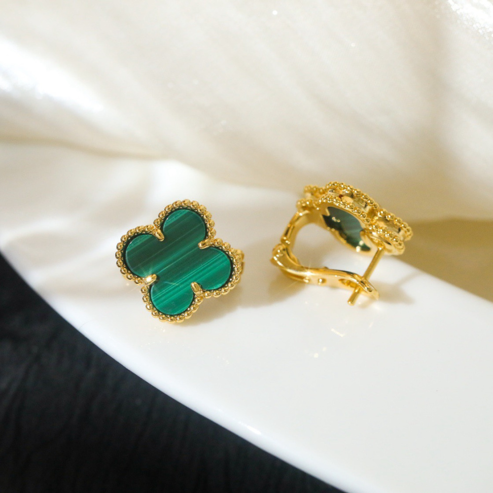 高仿首飾VanCleef&Arpels*RO3MH00孔雀石耳釘黃金款大號