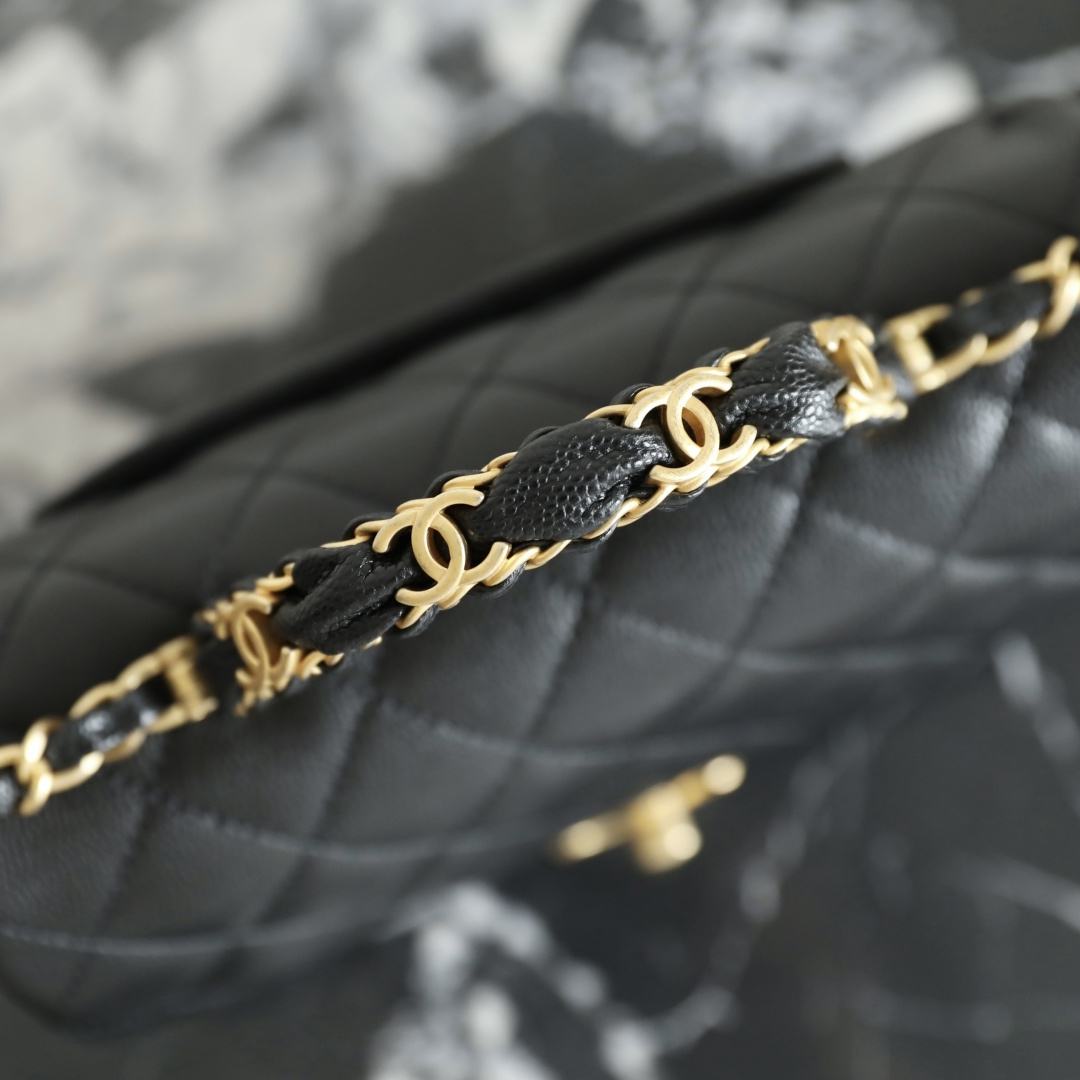 高仿Chanel*25b系列AS5701小牛皮中球單肩包黑色Mini免檢版