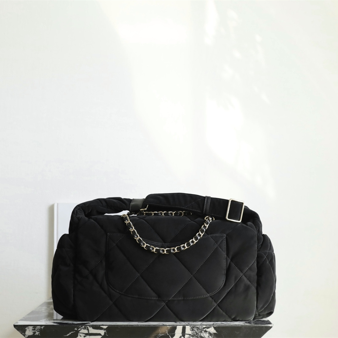 高仿Chanel*25N系列AS5055絲絨單肩包黑色免檢版