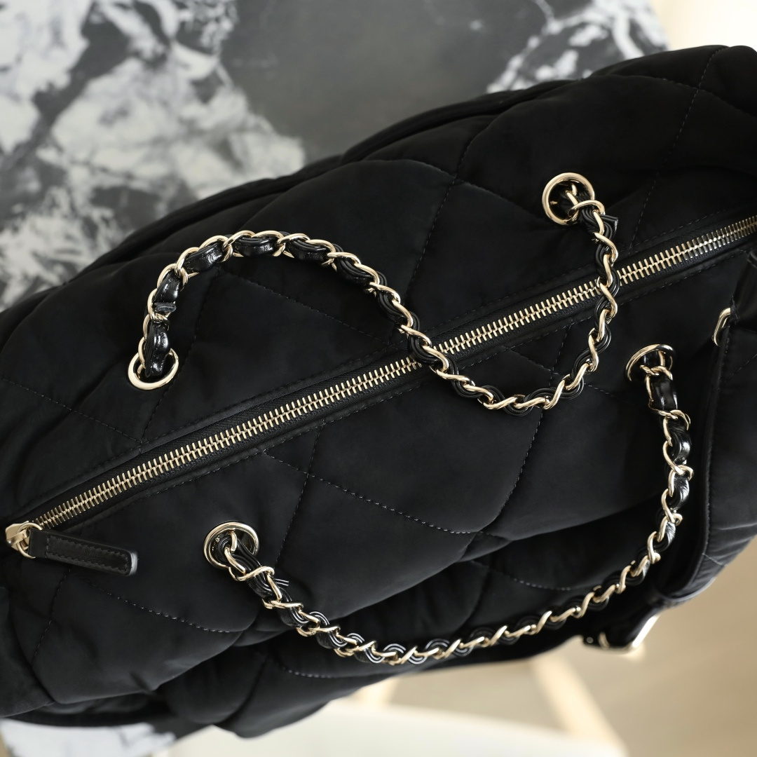 高仿Chanel*25N系列AS5055絲絨單肩包黑色免檢版