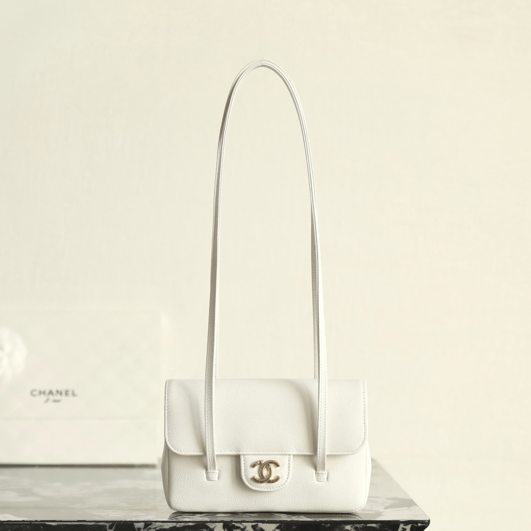 高仿Chanel*26P系列AP5068小牛皮單肩包白色Mini免檢版