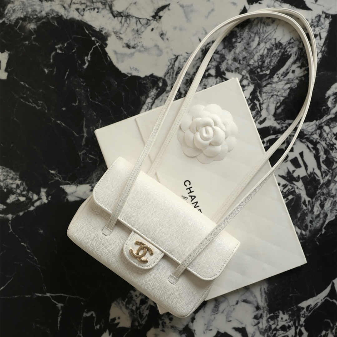 高仿Chanel*26P系列AP5068小牛皮單肩包白色Mini免檢版