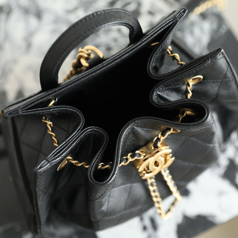高仿Chanel*25B/25Bag系列AS5600雙肩包黑色中號免檢版
