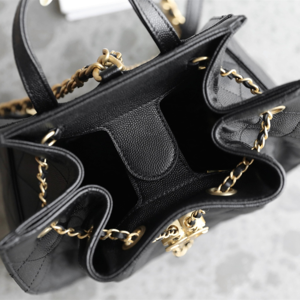 高仿Chanel*25B/25Bag系列AS5600雙肩包黑色中號免檢版