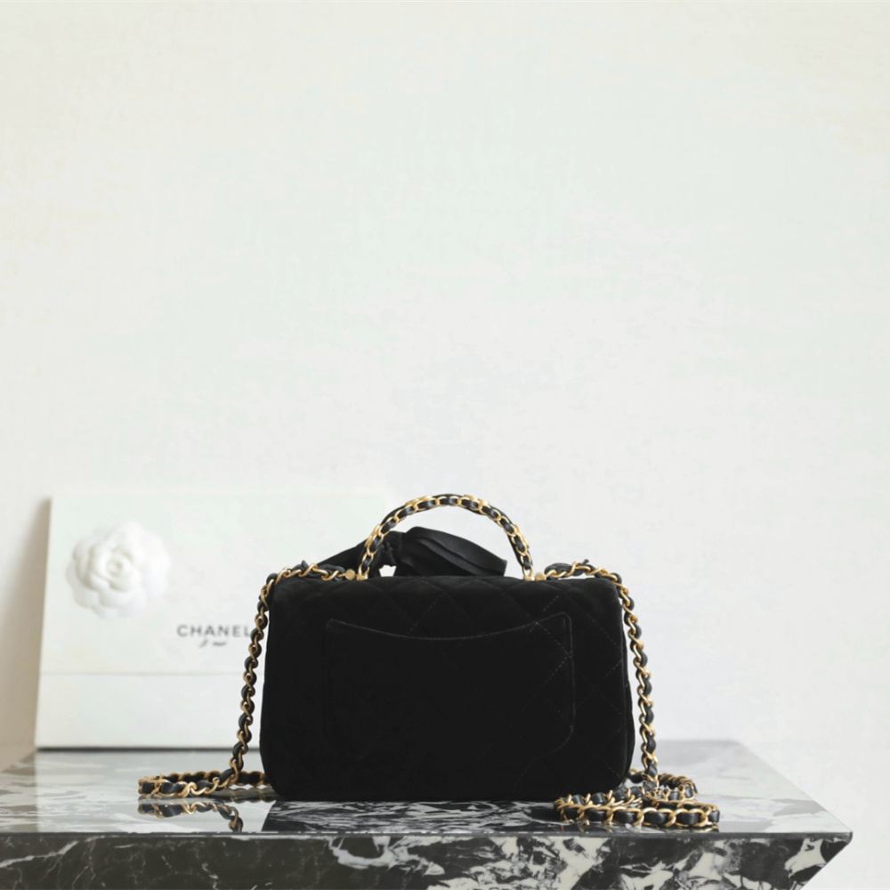 高仿Chanel*25K系列AS5875蝴蝶結絲絨單肩包Mini免檢版
