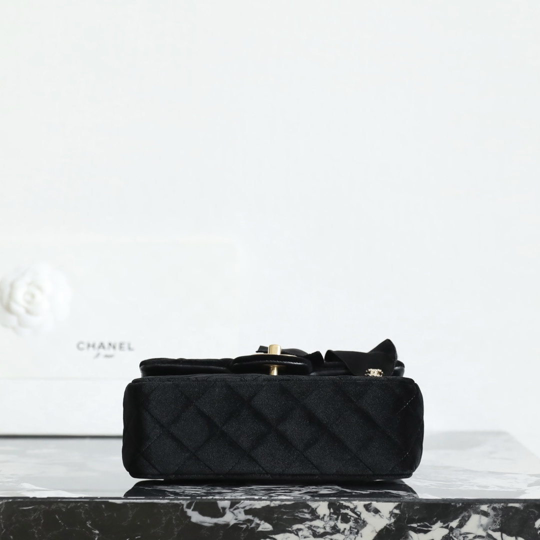 高仿Chanel*25K系列AS5875蝴蝶結絲絨單肩包Mini免檢版