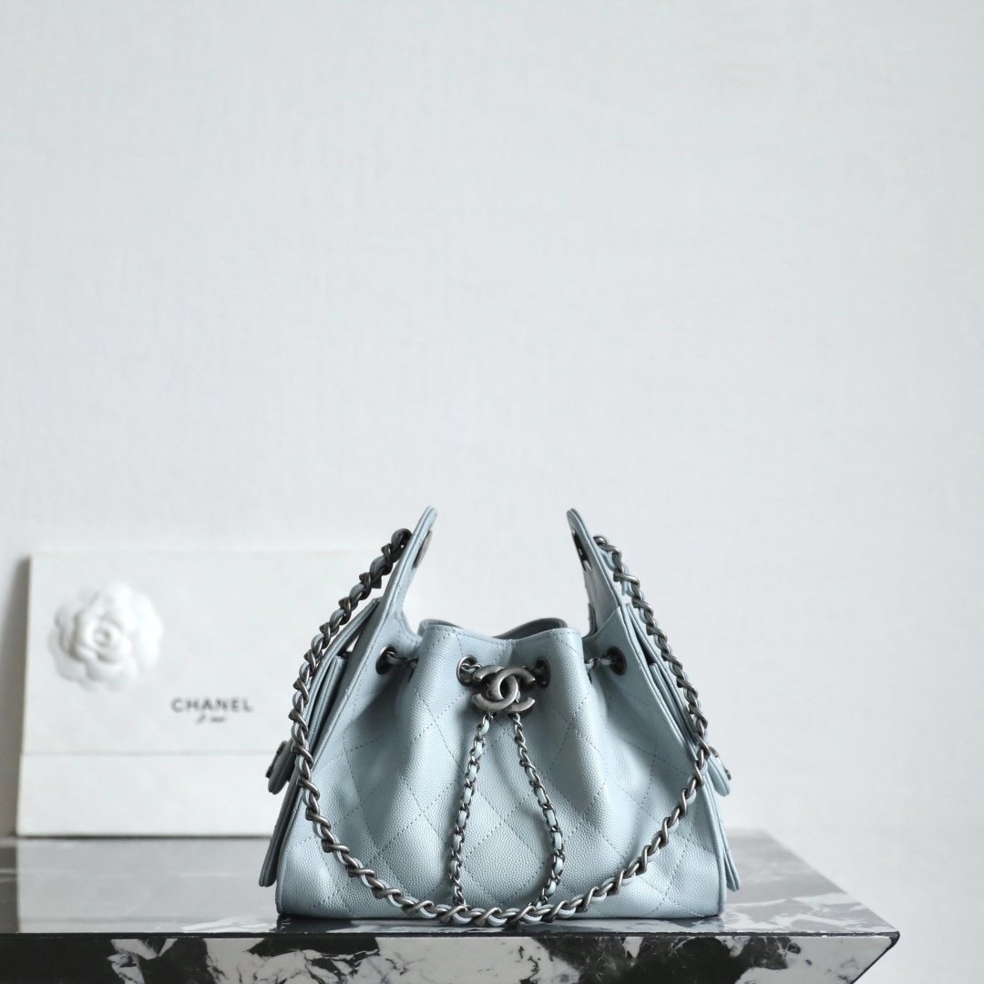 高仿Chanel*26C/25Bag系列AS5311小牛皮手袋Mini霧霾藍免檢版