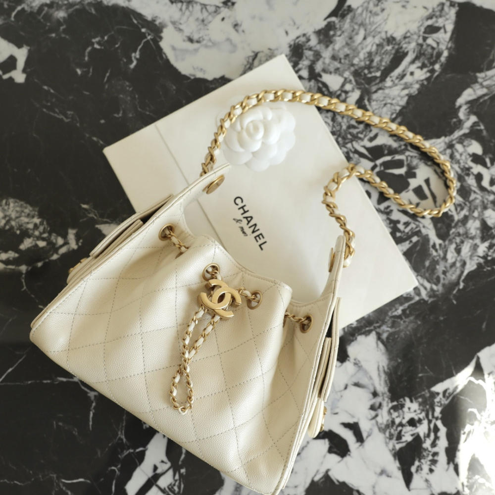 高仿Chanel*26P/25Bag系列AS5631鴛鴦皮穿鏈手袋Mini白色免檢版