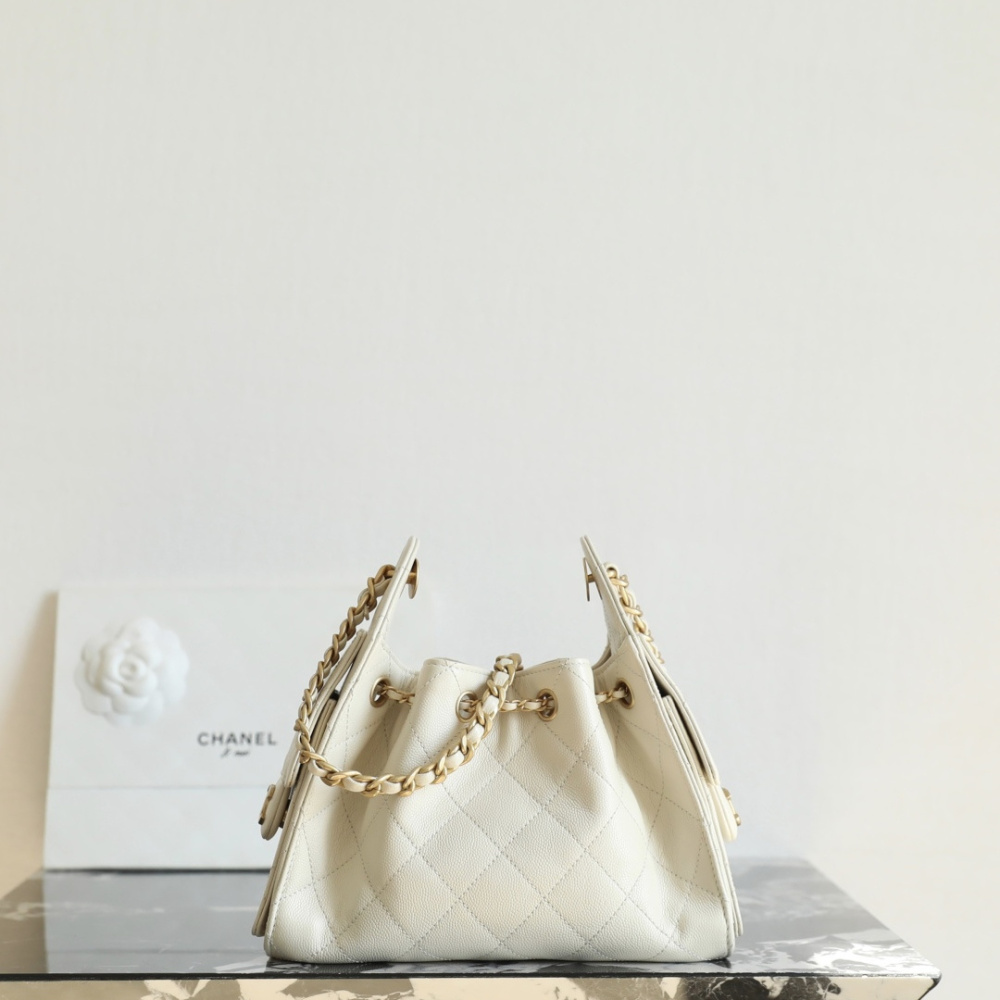 高仿Chanel*26P/25Bag系列AS5631鴛鴦皮穿鏈手袋Mini白色免檢版