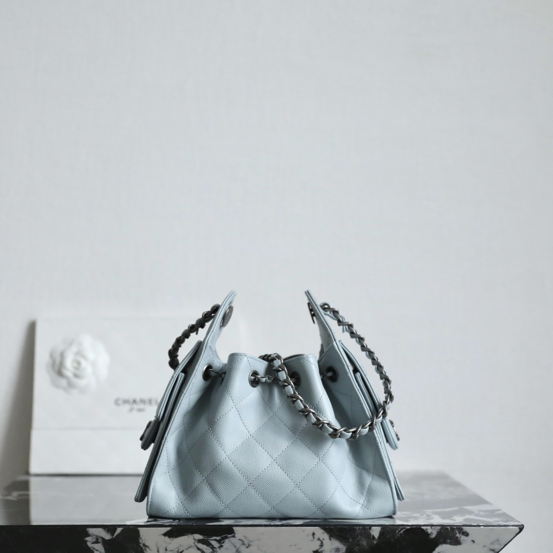 高仿Chanel*26C/25Bag系列AS5311小牛皮手袋Mini霧霾藍免檢版