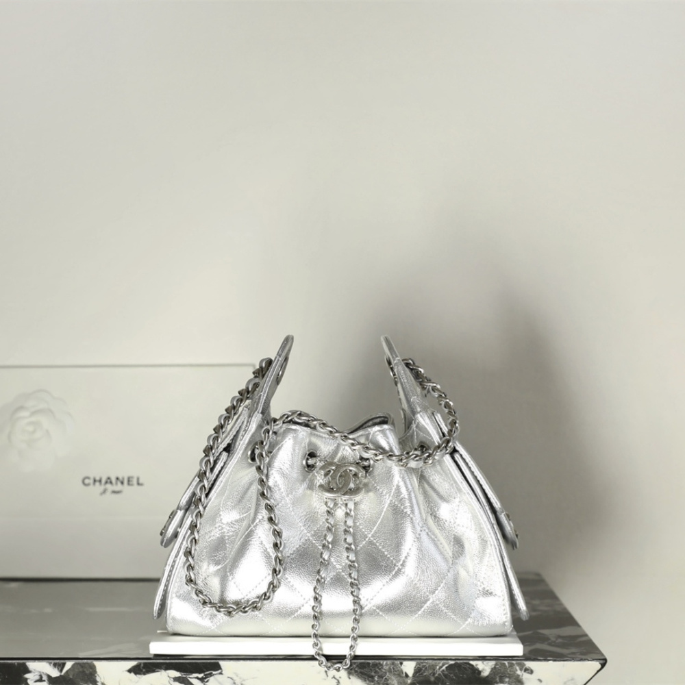 高仿Chanel*26C/25Bag系列AS5631小牛皮手袋Mini銀色免檢版