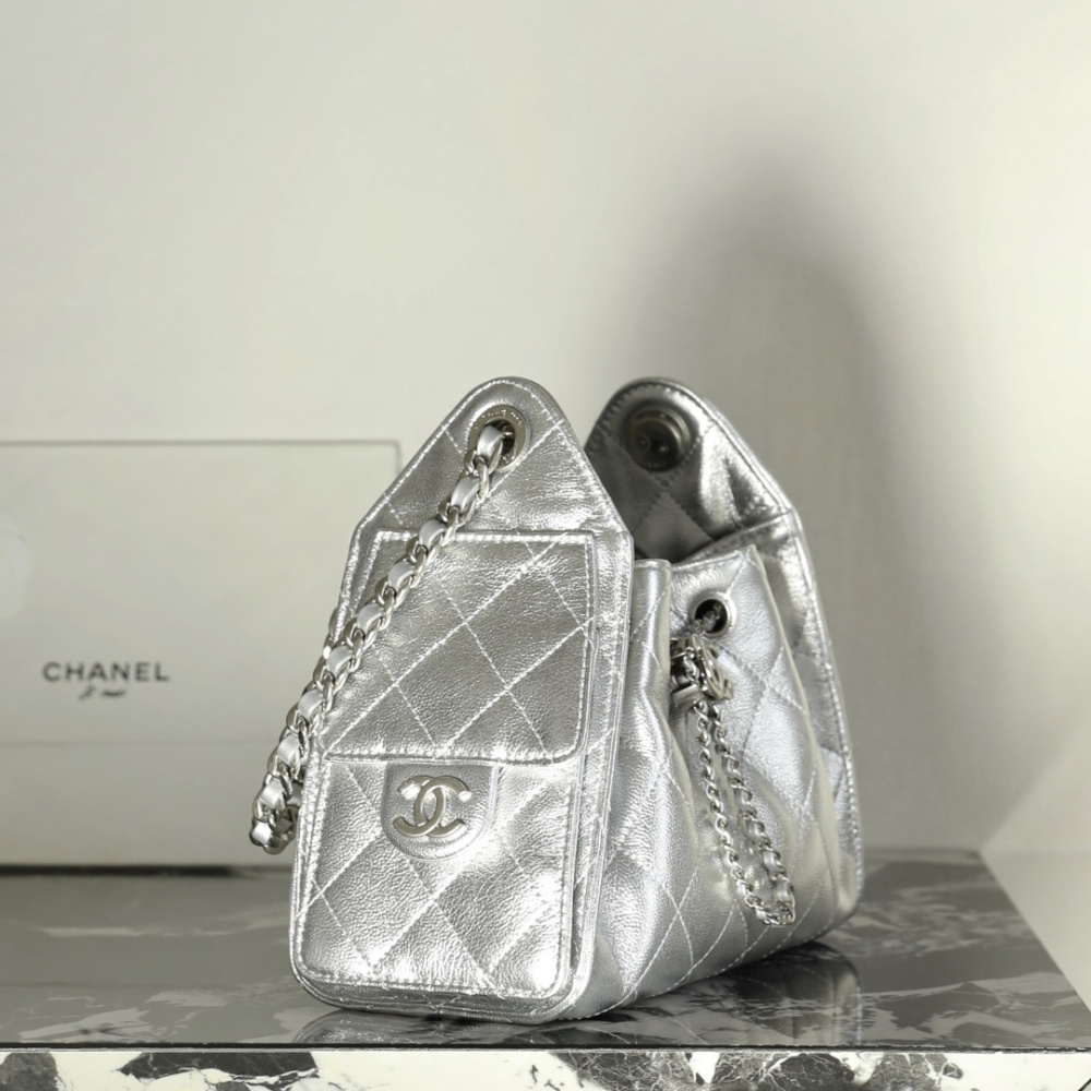 高仿Chanel*26C/25Bag系列AS5631小牛皮手袋Mini銀色免檢版