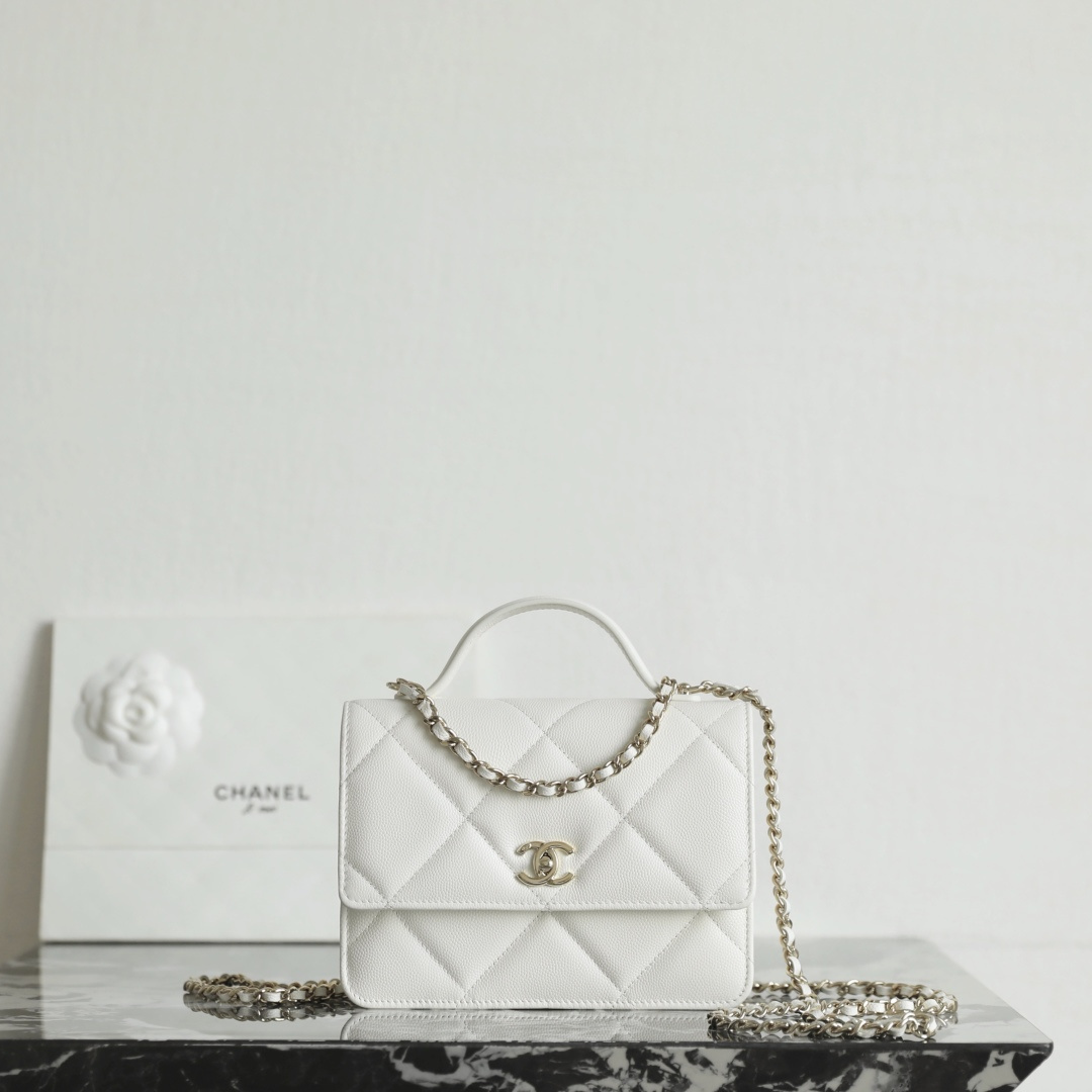 高仿Chanel*25K系列AP4935小球牛皮雙肩背囊白色免檢版