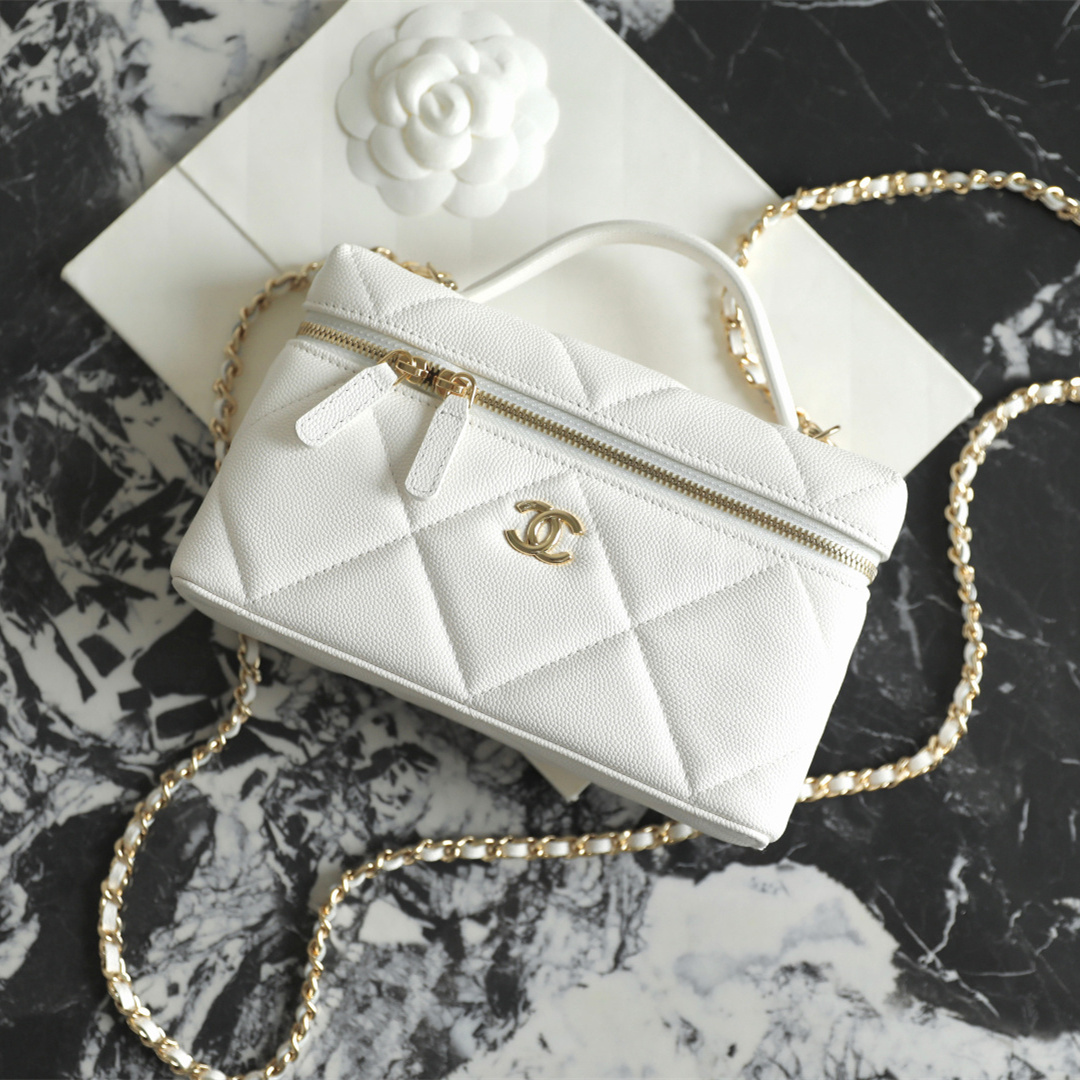 高仿Chanel*25K系列AP4936小牛皮盒子包白色免檢版