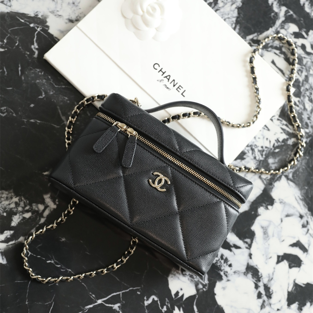 高仿Chanel*25K系列AP4936小牛皮盒子包黑色免檢版