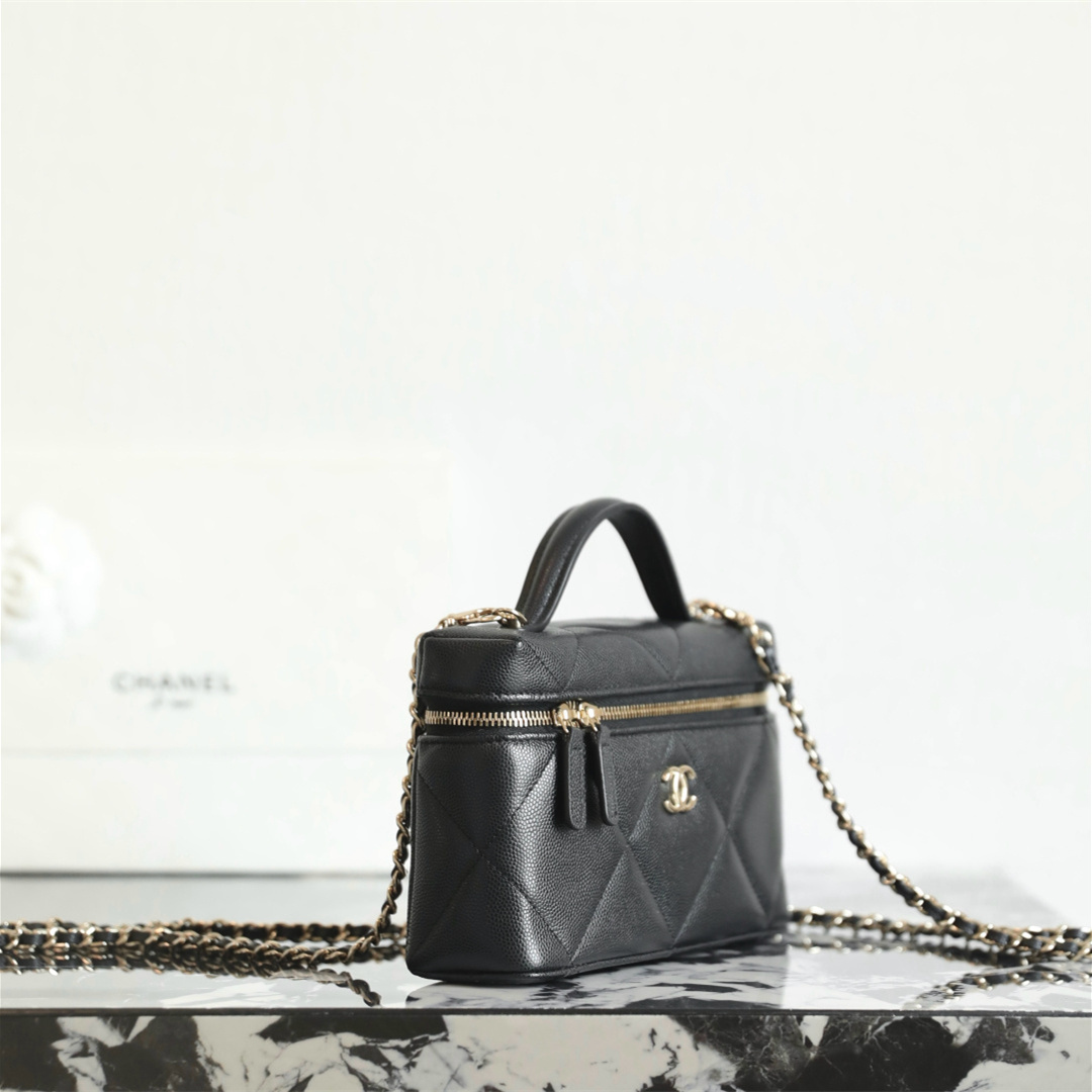 高仿Chanel*25K系列AP4936小牛皮盒子包黑色免檢版