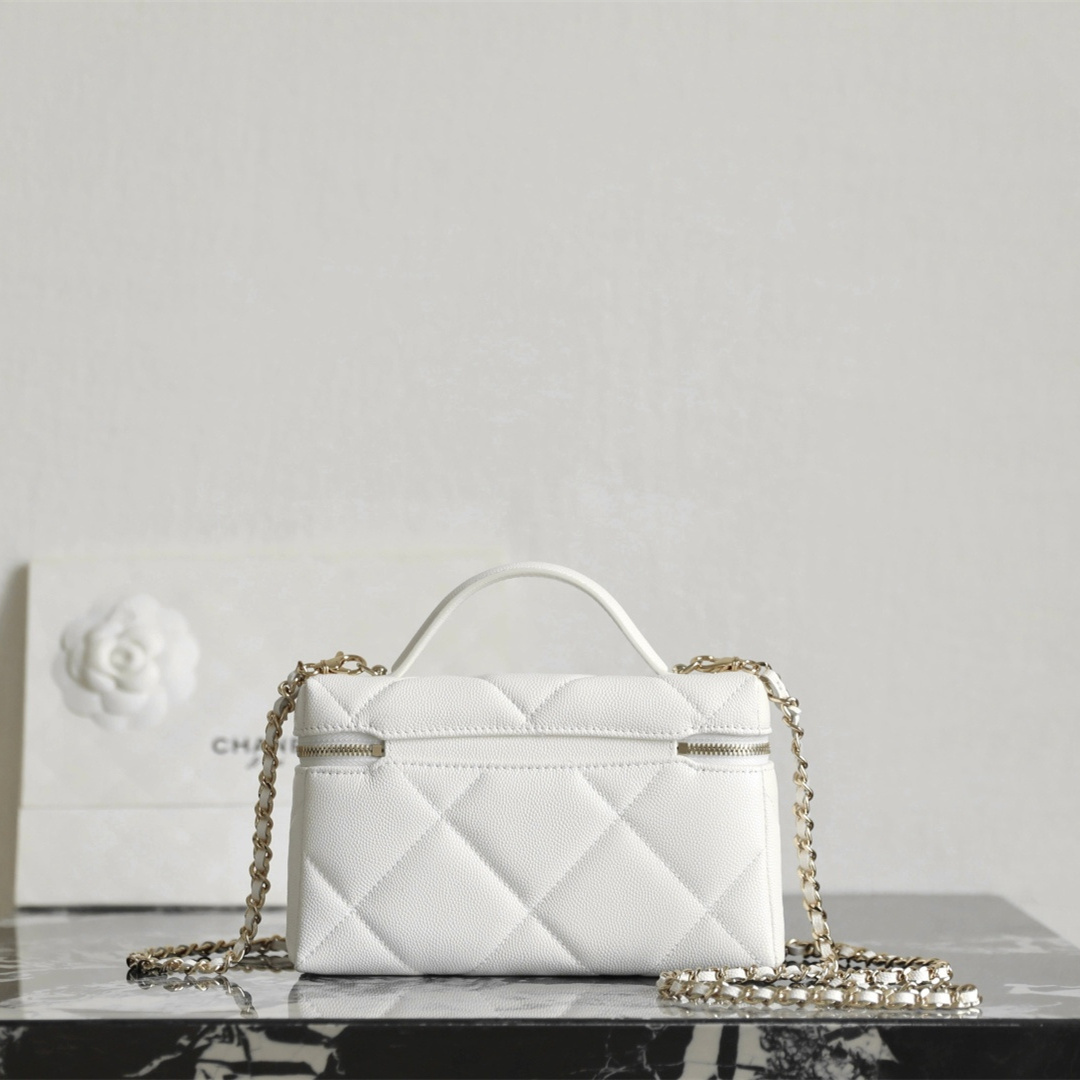 高仿Chanel*25K系列AP4936小牛皮盒子包白色免檢版